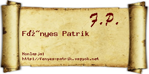 Fényes Patrik névjegykártya